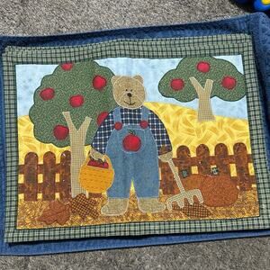 Autumn Fest placemat(4)‎ Country bear with fall harvest.